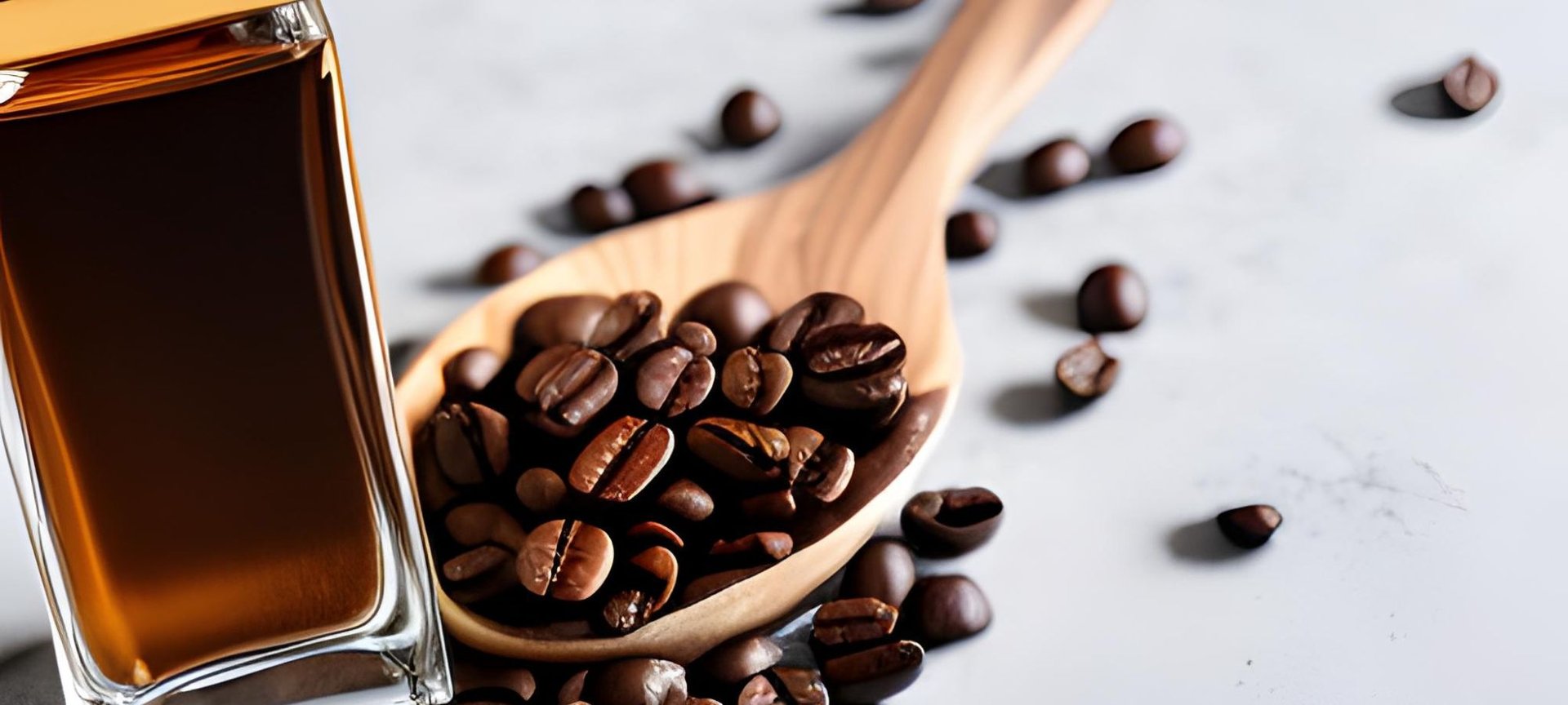 Stilleben mit Kaffeebohnen und -pulver im Glas