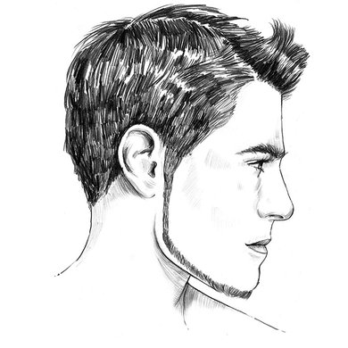 Zeichnung eines jungen Mannes mit der Bartform Chin Strap