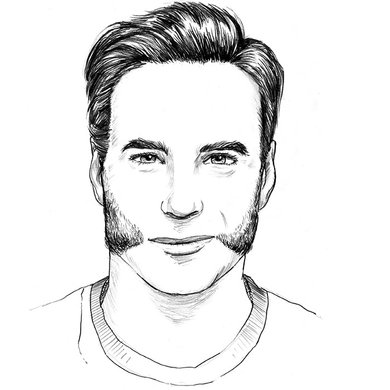 Zeichnung eines Mannes mit Mutton Chops