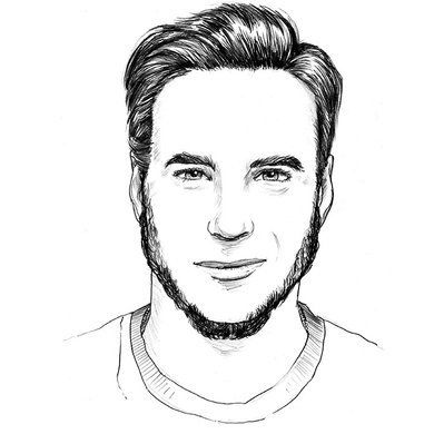 Zeichnung eines jungen Mannes mit Schifferkrause