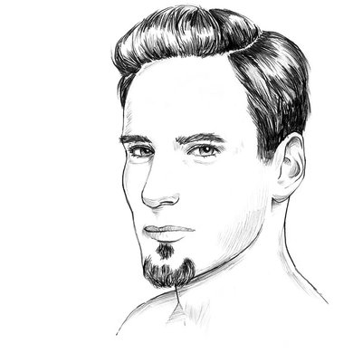 Zeichnung eines Mannes mit Ziegenbart