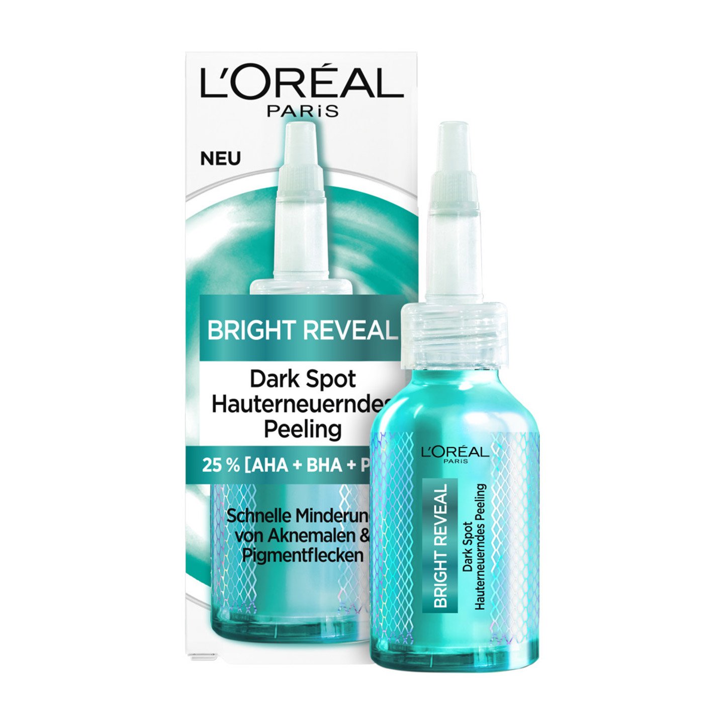Bright Reveal Dark Spot Hauterneuerndes Peeling, 25 % [AHA + BHA + PHA] - Produkt und Verpackung