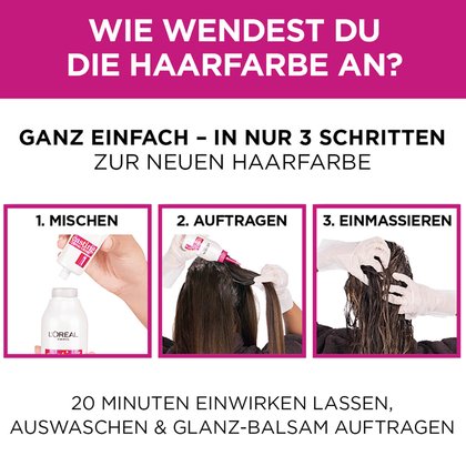 Drei Bilder samt der Erklärung wie man das Casting Creme Gloss auftraegt