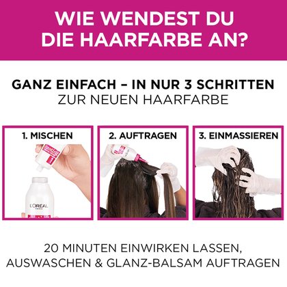 Drei Bilder samt der Erklärung wie man das Casting Creme Gloss auftraegt