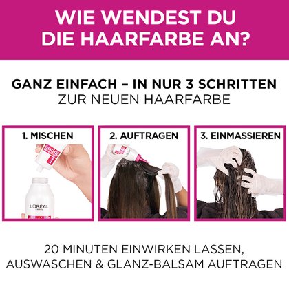 Drei Bilder samt der Erklärung wie man das Casting Creme Gloss auftraegt
