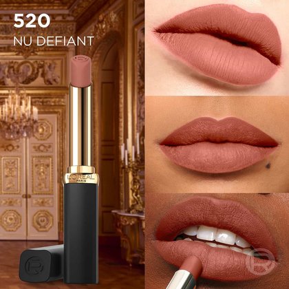 Collage zu Color Riche Intense Volume Matte Lippenstift 520 Le Nude Defying - Detailaufnahmen