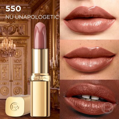 Color Riche Satin Nude 550 Nu Unapologetic Vorschau auf drei Lippenpaaren