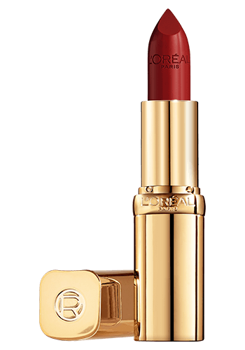 aufgedrehter Color Riche Satin Lippenstift in der Farbe S'il vous plait geoeffneter Deckel liegt daneben