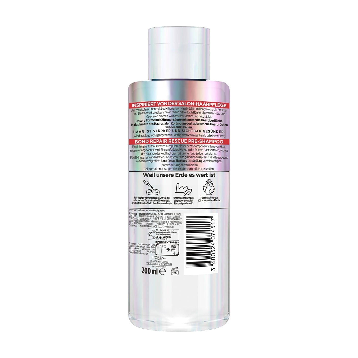 Loreal Elvital Bond Repair Pre-Shampoo Verpackung hinten