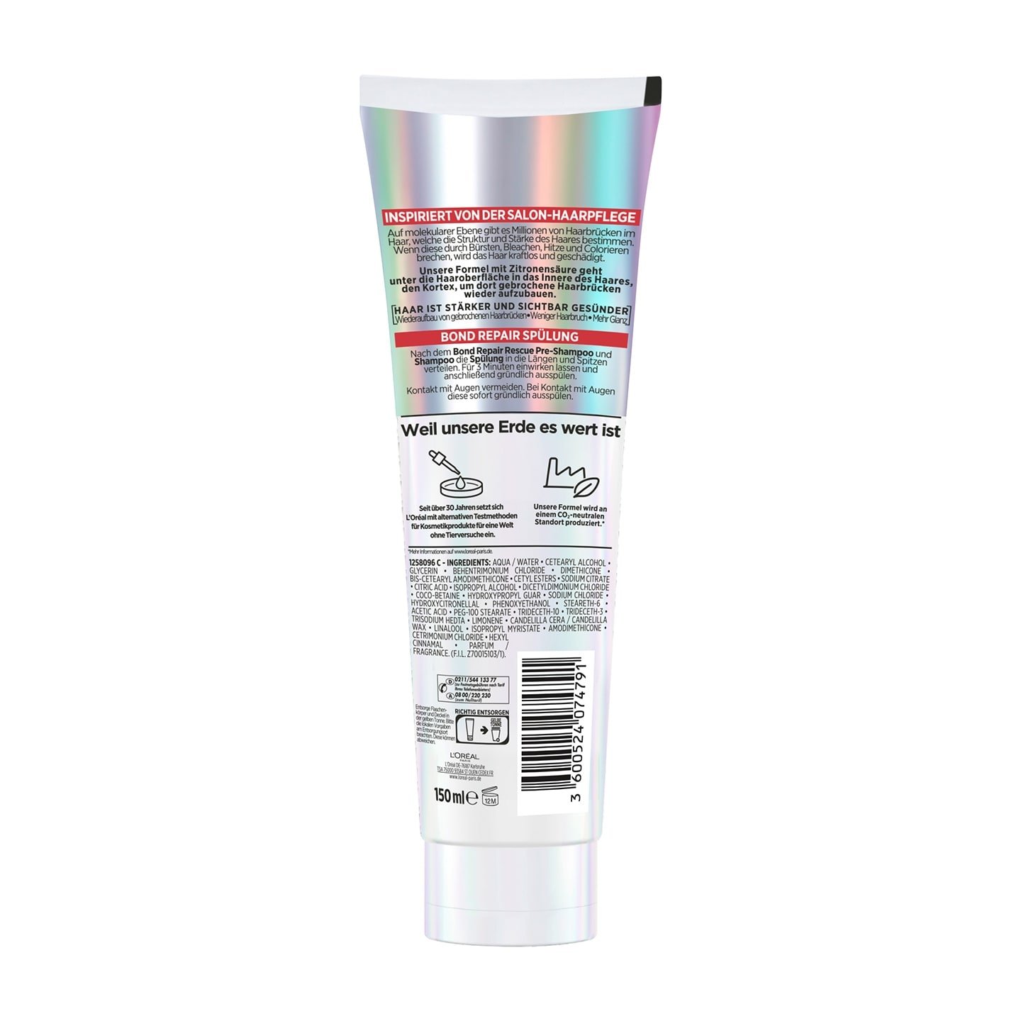 Elvital Bond Repair Spuelung Verpackung hinten