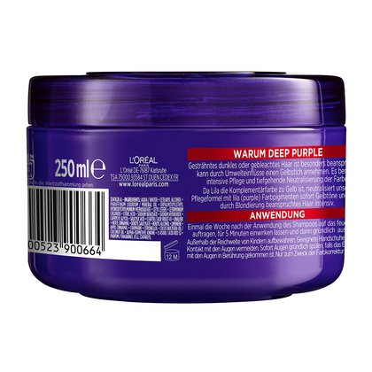 L'Oréal Paris Elvital Color Glanz Deep Purple Maske 250ml - Produkt Rückansicht
