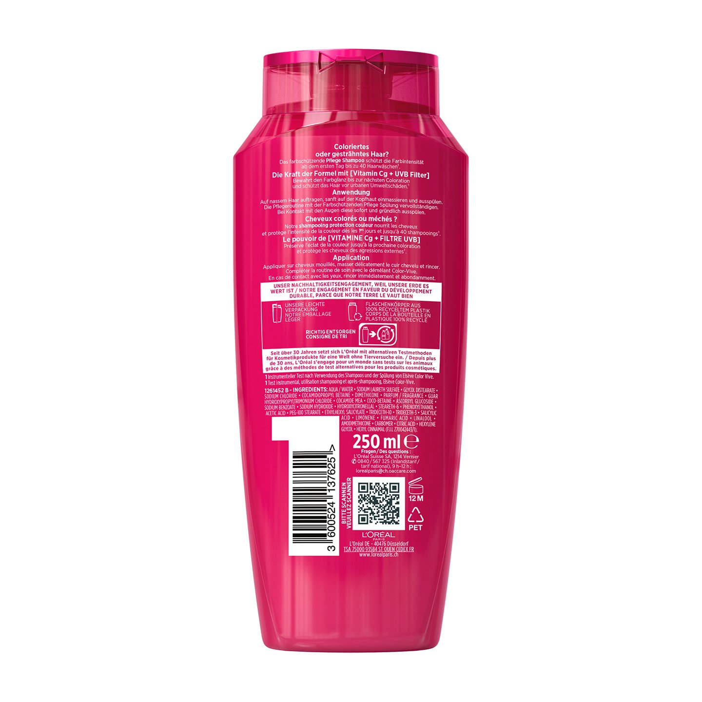 Elseve Color Glanz Farbschutz Pflege Shampoo - Produkt Rückansicht