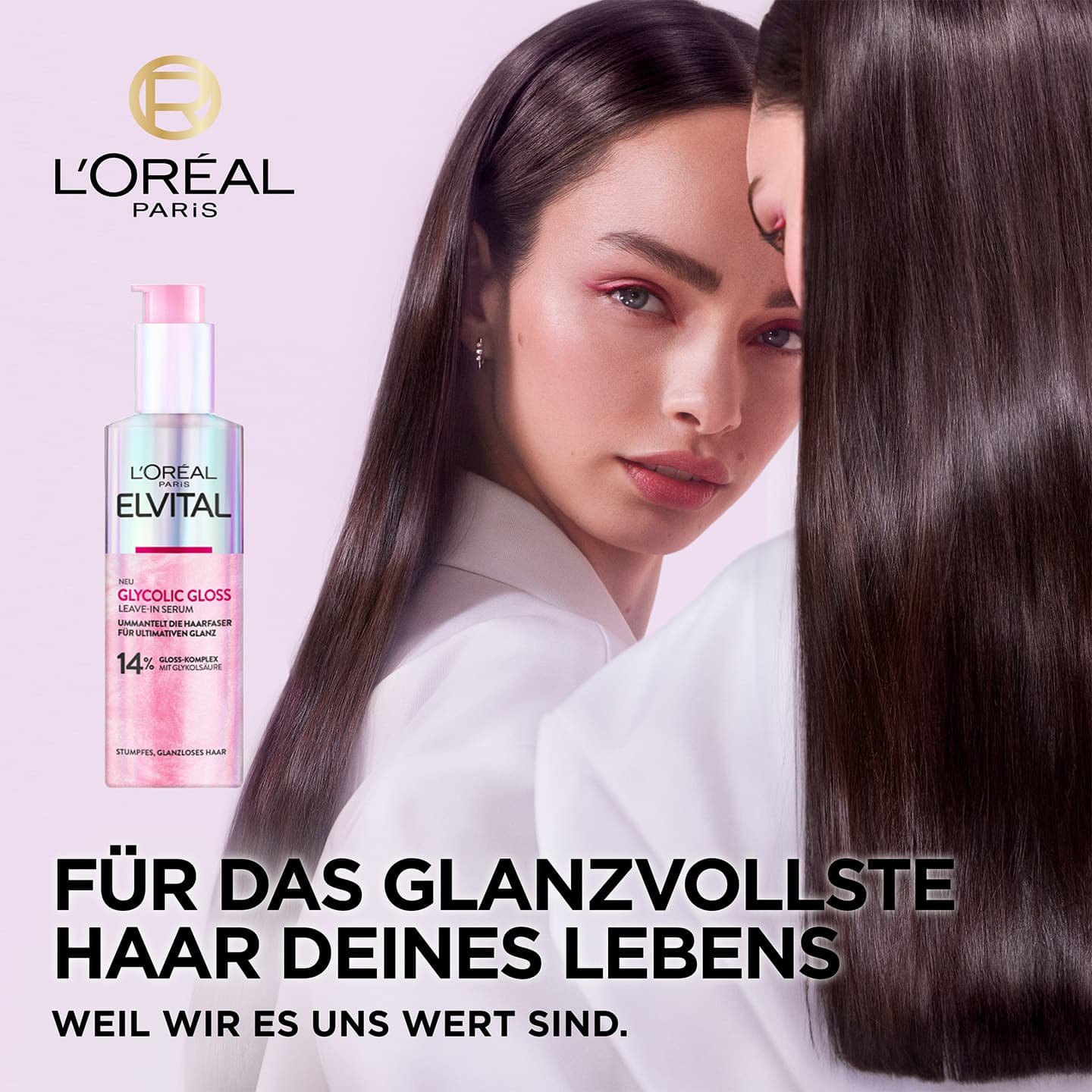 Elvital Glycolic Gloss Serum Luma Grothe und Produktabbildung