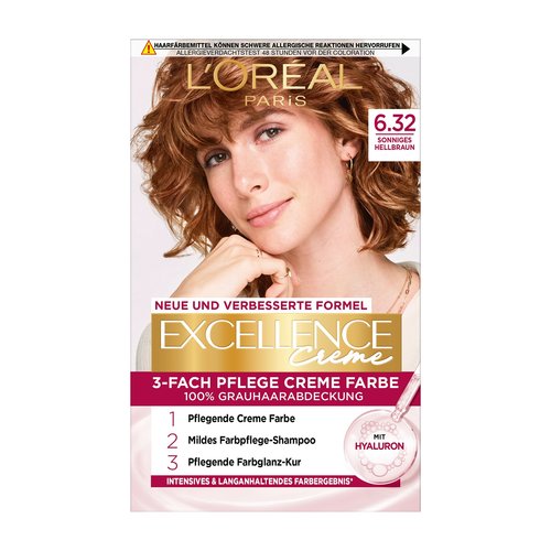 Braune Haare Sonniges Hellbraun 632 Excellence Creme Produktabbildung vorne