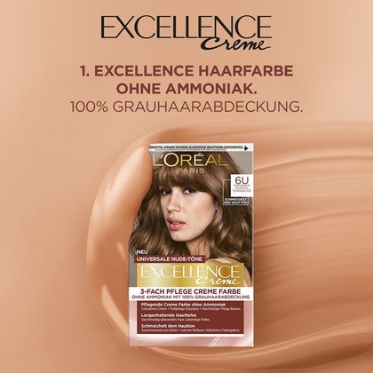 Excellence Universal Nude Dunkelblond Produktverpackung auf braunem Hintergrund