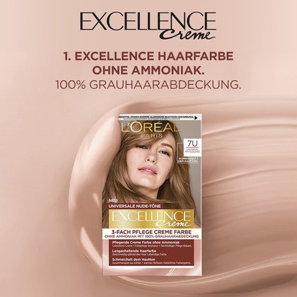 Excellence Universal Nudes Mittelblond Produktverpackung auf braunem Hintergrund