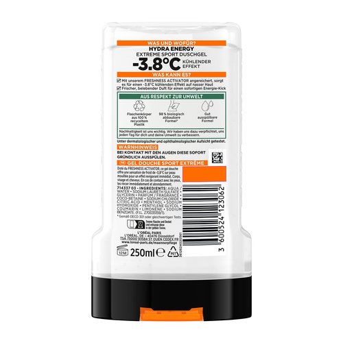 Hydra Energy Extreme Sport Duschgel Rückseite