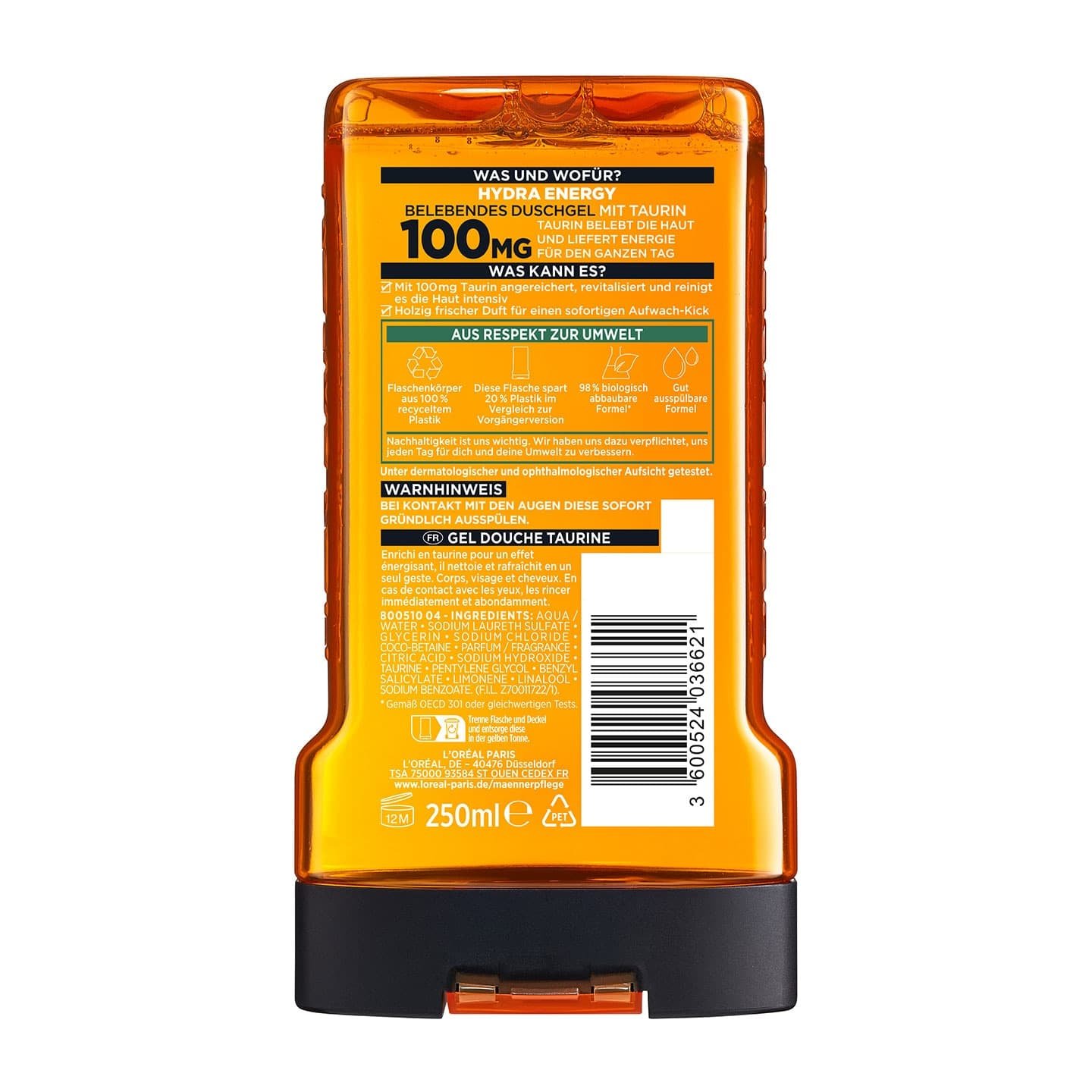 Hydra Energy Aufwach-Kick Duschgel Rückseite