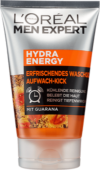 Silber-orangene Tube des Hydra Energy Aufwachkick Waschgels