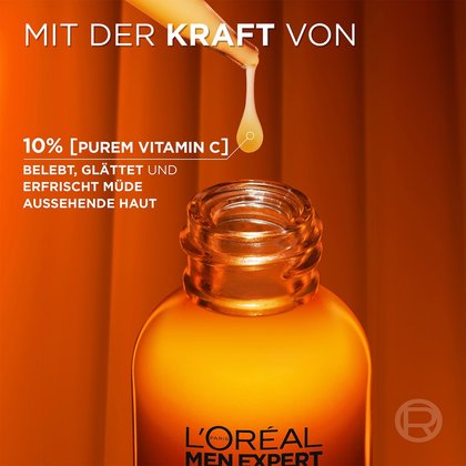 Hydra Energy Vitamin C Serum tropft aus der Pipette in das Fläschchen