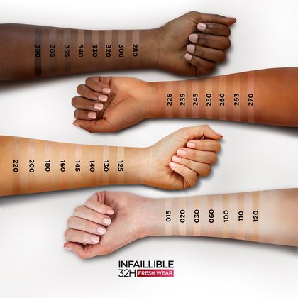 Alle Shades der Infallible 32h Fresh Wear Makeup Reihe