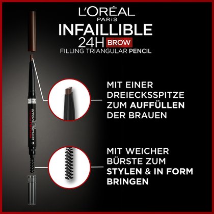 Infaillible Brows Augenbrauenstift 24h Filling Triangular Pencil 6.0 Dark Blonde - Produktvorteile