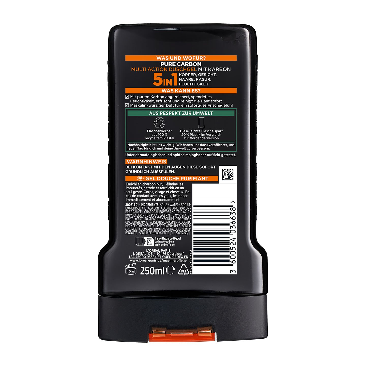 Carbon Clean 5in1 Duschgel Rückseite