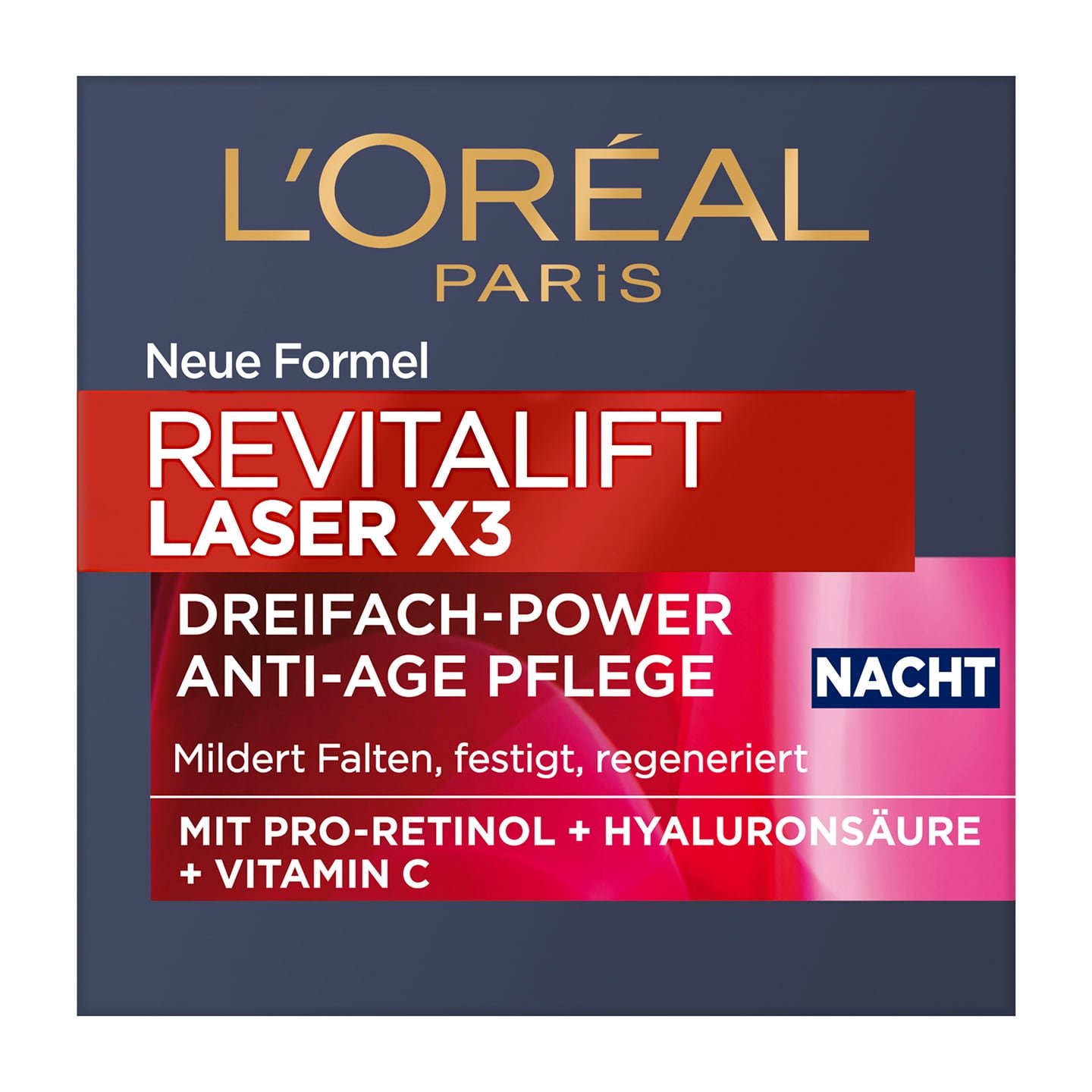 Laser X3 Dreifach-Power Anti-Age Nachtpflege Produktverpackung