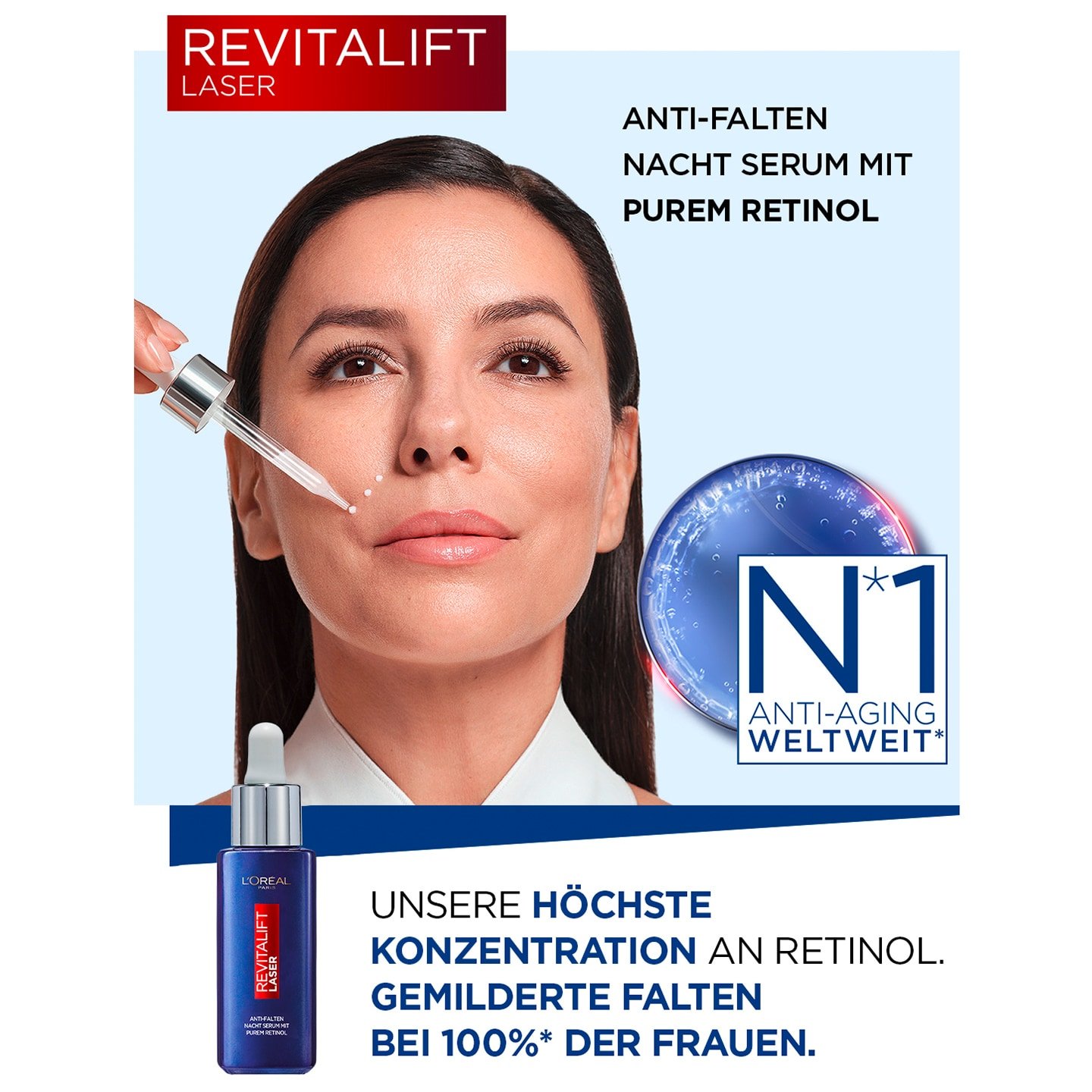Eva Longoria trägt Anti-Falten Nacht Serum auf