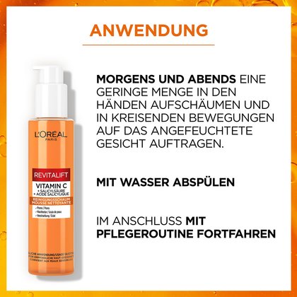 Revitalift Clinical Vitamin C Reinigungsschaum - Anwendung in drei Schritten