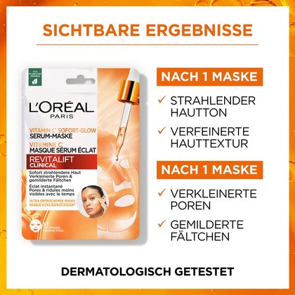 Revitalift Clinical Vitamin C Sofort-Glow Serum-Tuchmaske - Produktvorteile