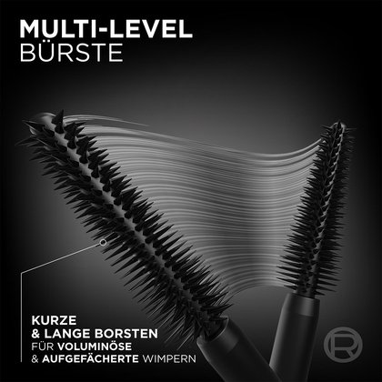 Multi-Level Bürste - Kurze und lange Borsten für voluminösen und aufgefächerten Wimpern