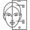 Pictogramm eines Gesichts und Smartphone Bildschirm
