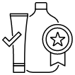 Pictogramm Produktverpackungen mit Medaille und Checkmark Haken