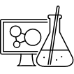 Pictogramm Bildschirm und Laborflasche
